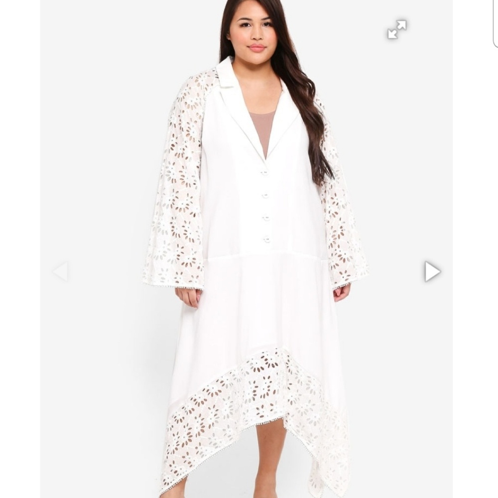 Elvi Kicha Broderie Mix Asym Dress